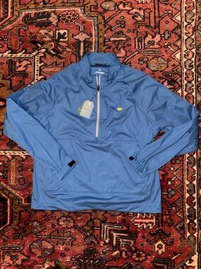 Blue Quarter-Zip Pullover with Yellow Logo masters 2026